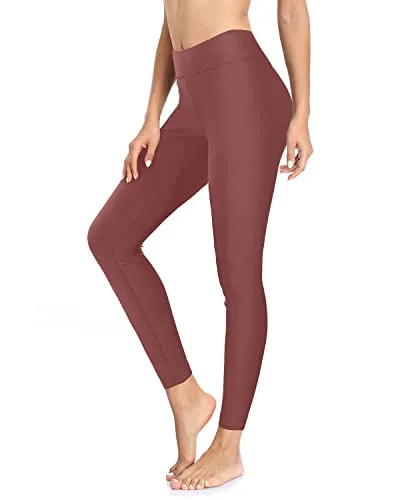 Tummy Control High Waisted Upf 50  Rash Guard Pants For Women-Shallow Brick Red