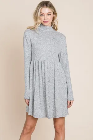 Turtle Neck Hacci Pleated layered Swing Dress