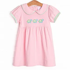 Turtle Trio Applique Dress, Pink