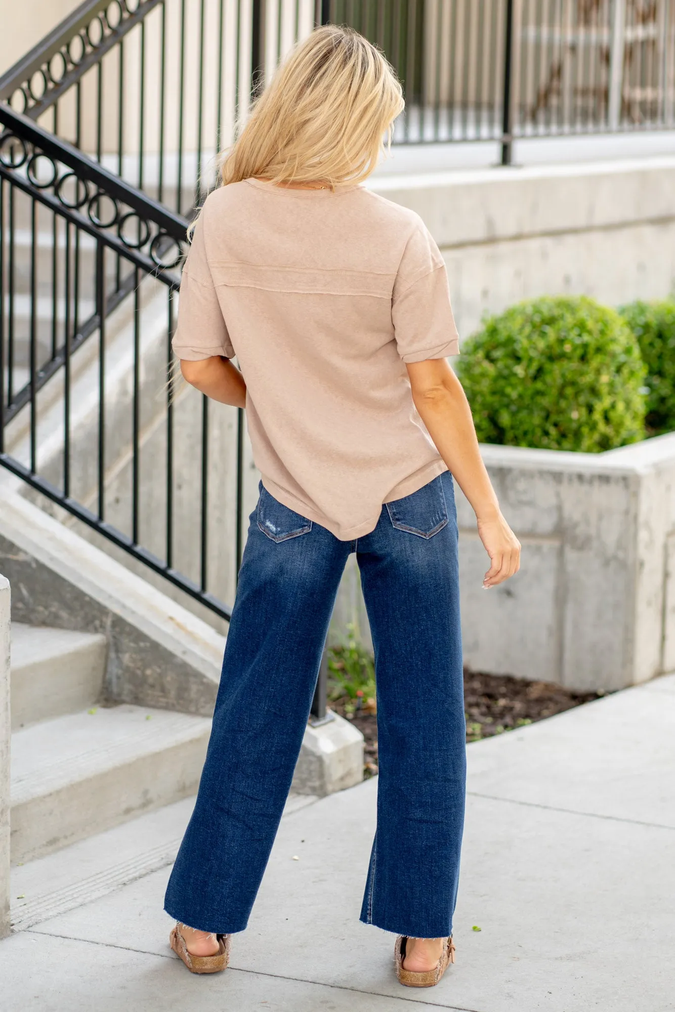 Twisted Sleeve Band Half Button Top