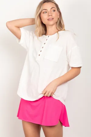 Twisted Sleeve Band Half Button Top