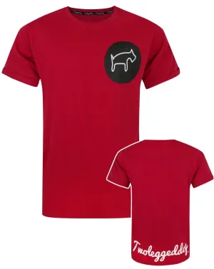 Two Legged Dog Circular Logo Men's Red T-Shirt