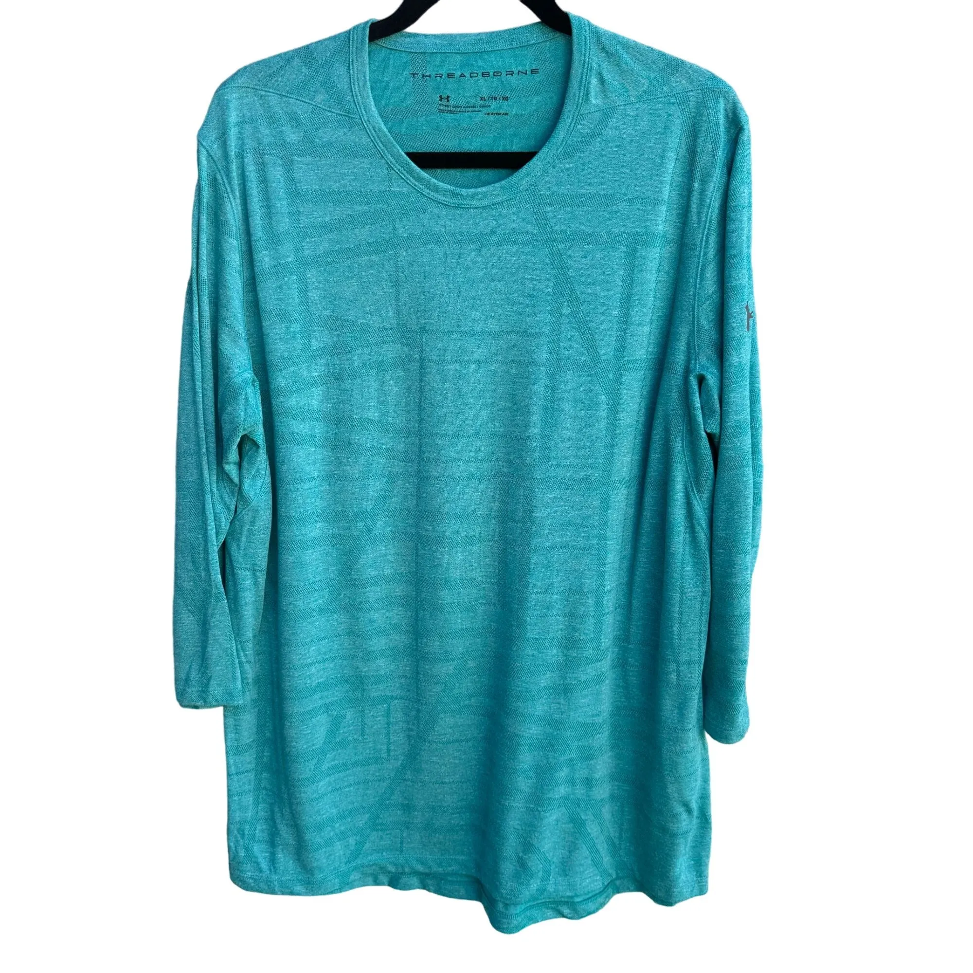 Under Armour Threadborne Mens Long Sleeve Teal HeatGear Performance Shirt XL