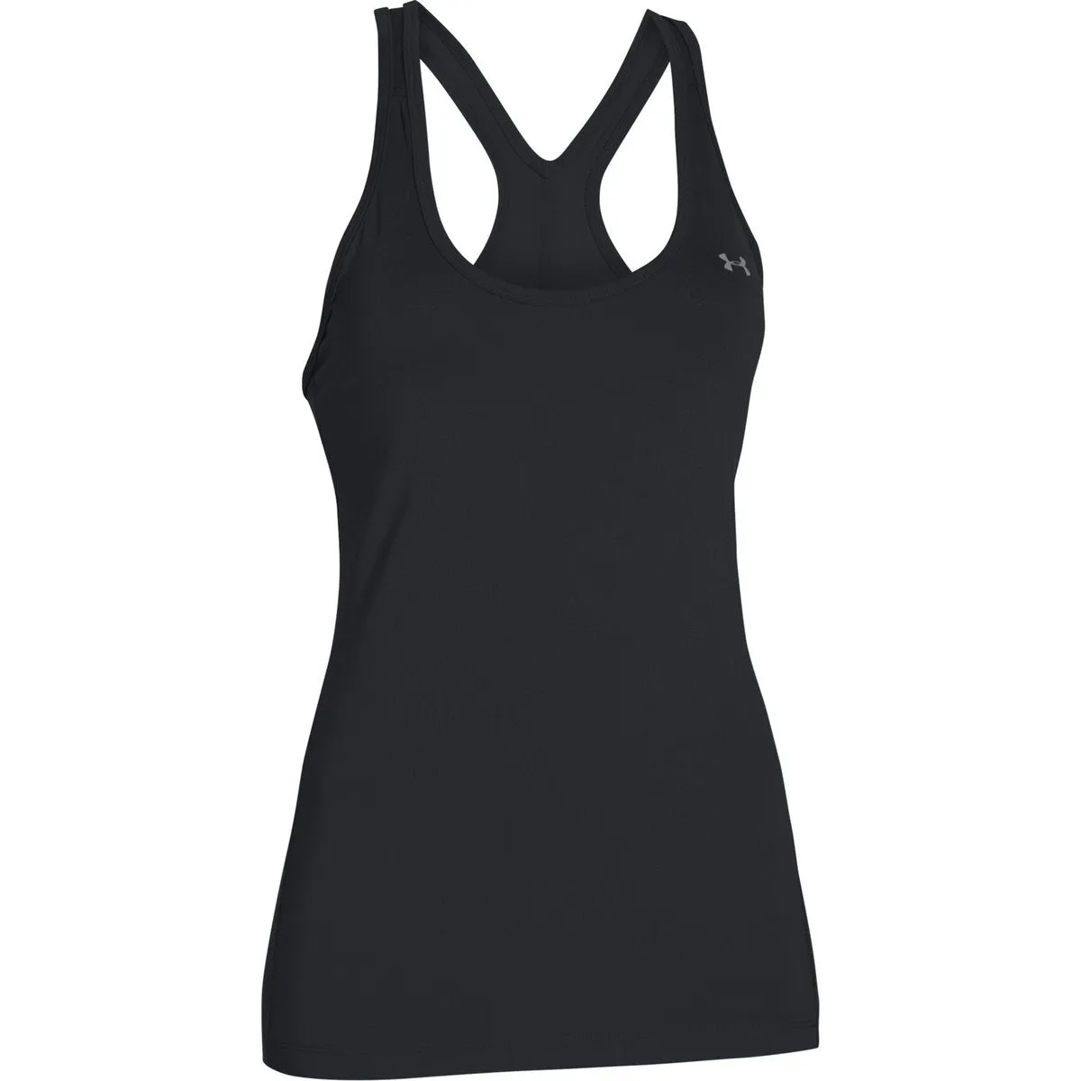 Under Armour Women's UA HeatGear Armour Racer Tank Top - Black/Metallic Silver 1271765-001