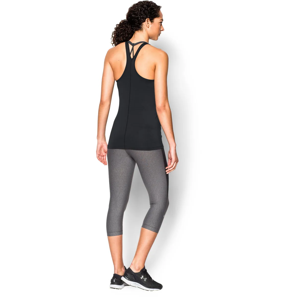 Under Armour Women's UA HeatGear Armour Racer Tank Top - Black/Metallic Silver 1271765-001