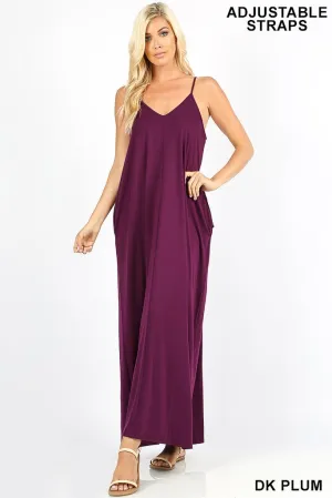 V Neck Dark Plum Maxi Dress - VOLUME