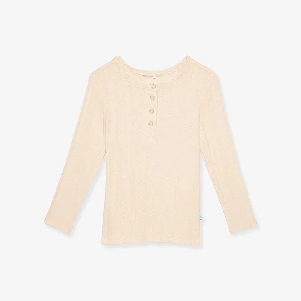 Vanilla Pointelle Henley Top