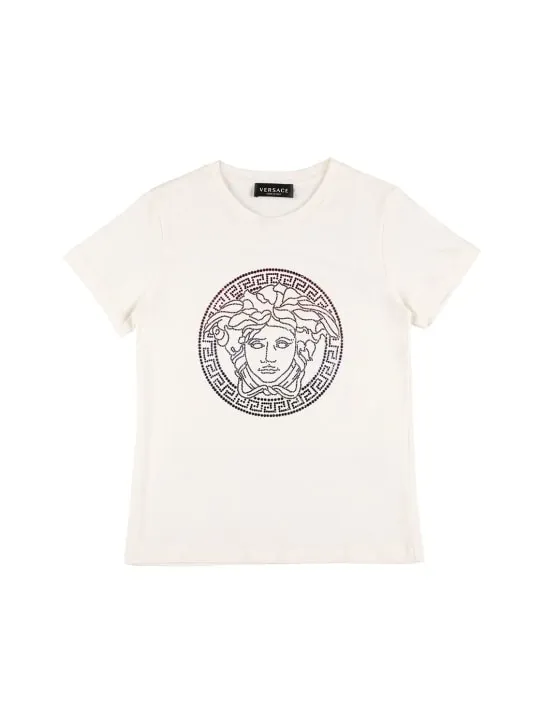 Versace   Embellished logo cotton jersey t-shirt 