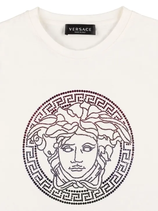 Versace   Embellished logo cotton jersey t-shirt 