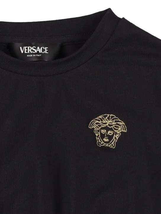 Versace   Embroidered cotton jersey t-shirt 