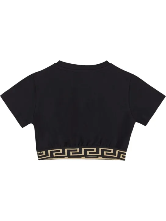 Versace   Embroidered cotton jersey t-shirt 