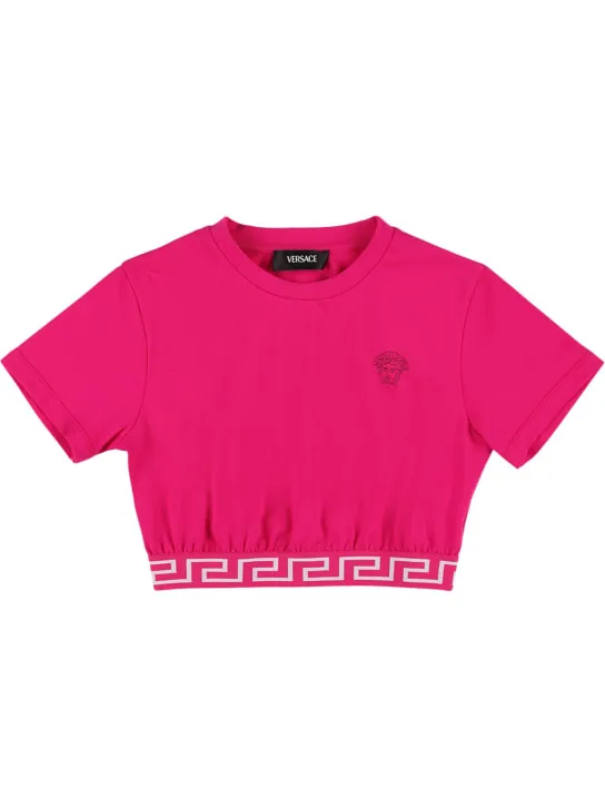 Versace   Embroidered cotton jersey t-shirt 