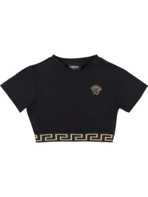 Versace   Embroidered cotton jersey t-shirt 