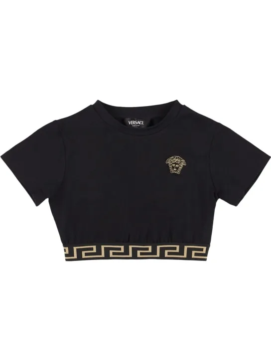 Versace   Embroidered cotton jersey t-shirt 