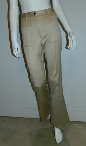 vintage 1970s beige sateen bell bottoms / sailor pants / flare leg jeans XS