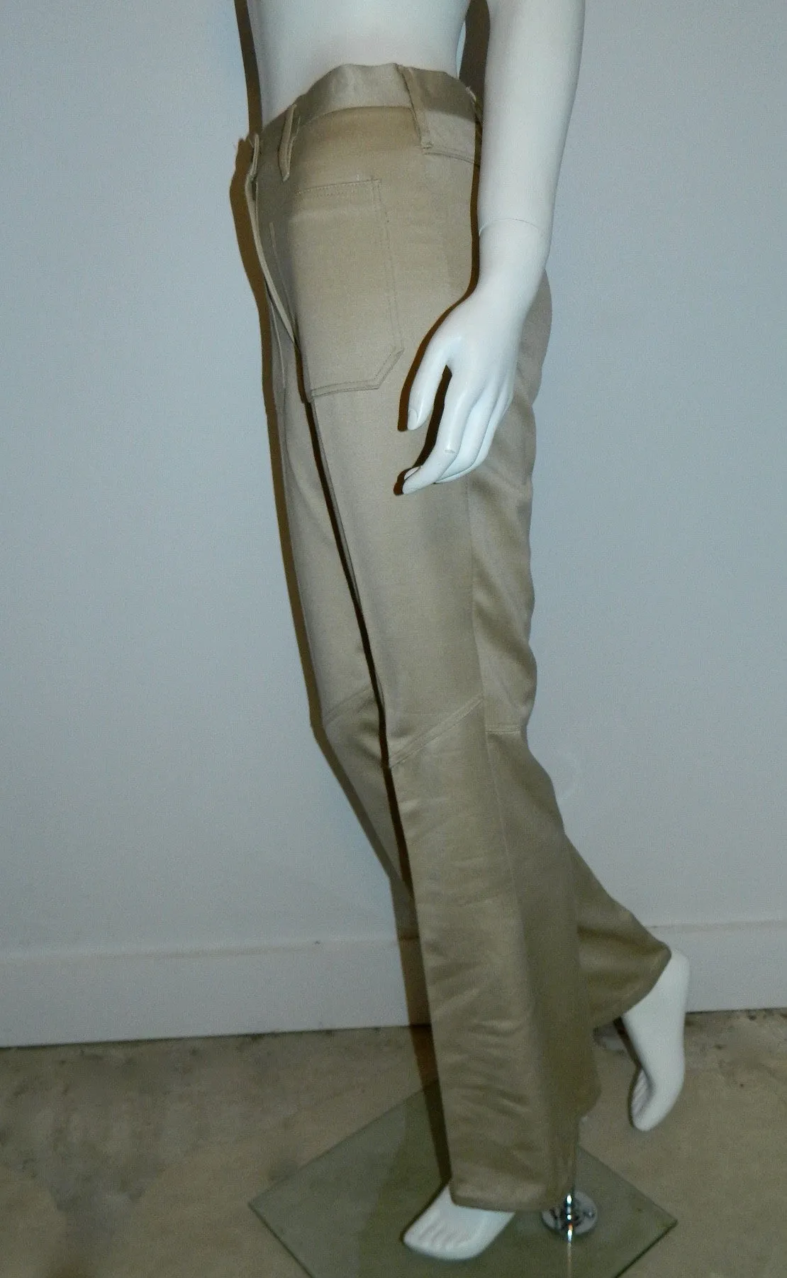 vintage 1970s beige sateen bell bottoms / sailor pants / flare leg jeans XS