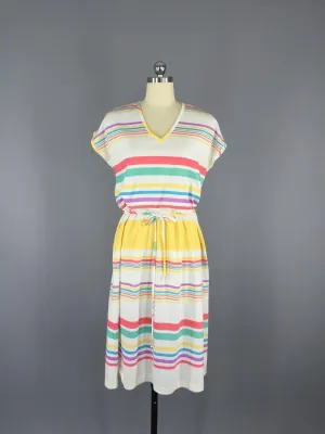 Vintage 80s Dress / Nautical Stripes