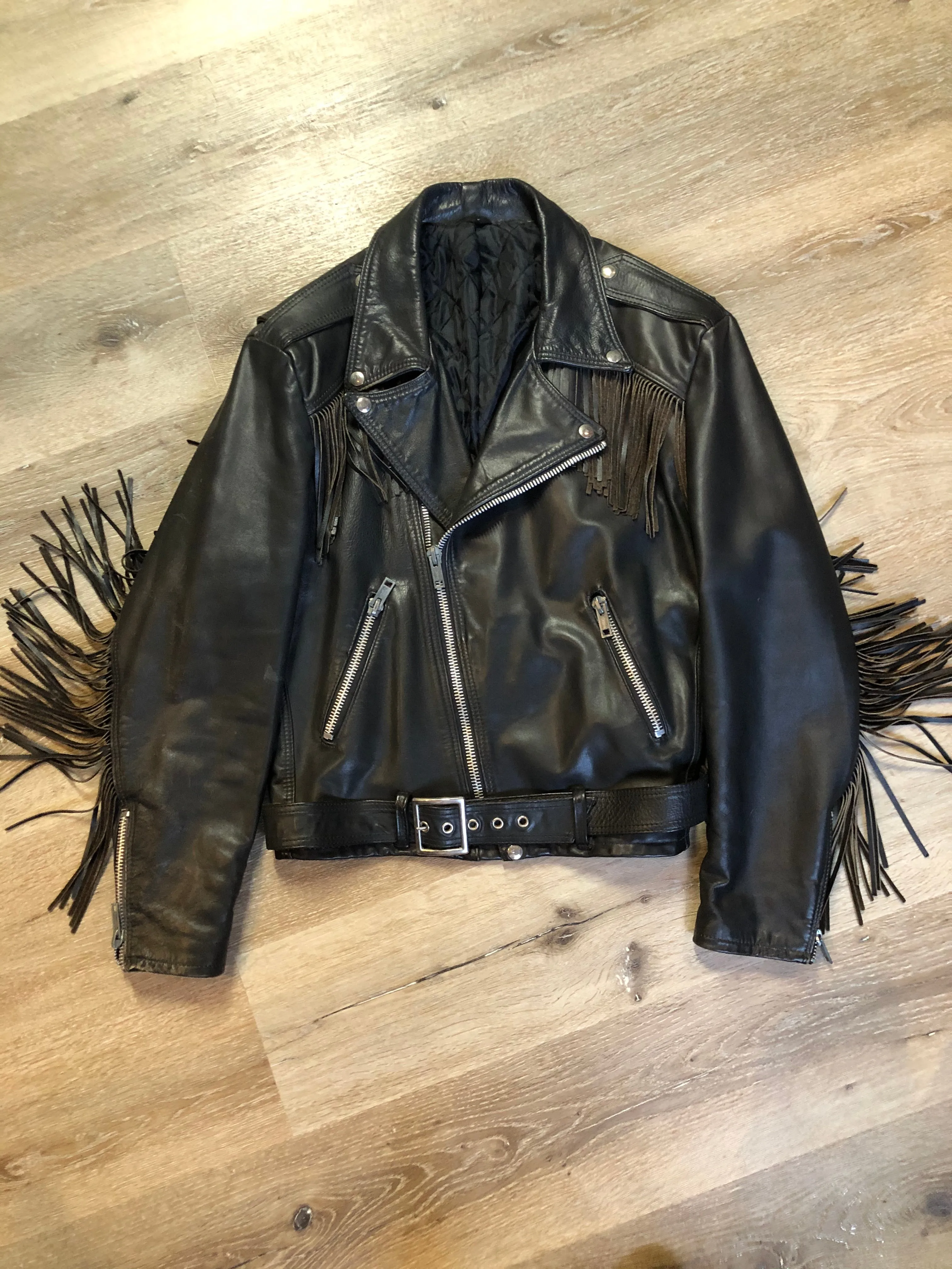 Vintage Action Black Leather Motorcycle Jacket, Made in Canada, SOLD