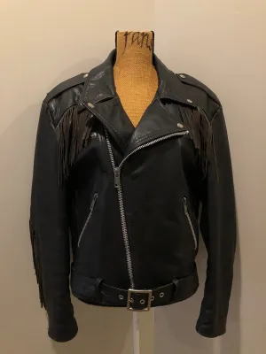 Vintage Action Black Leather Motorcycle Jacket, Made in Canada, SOLD