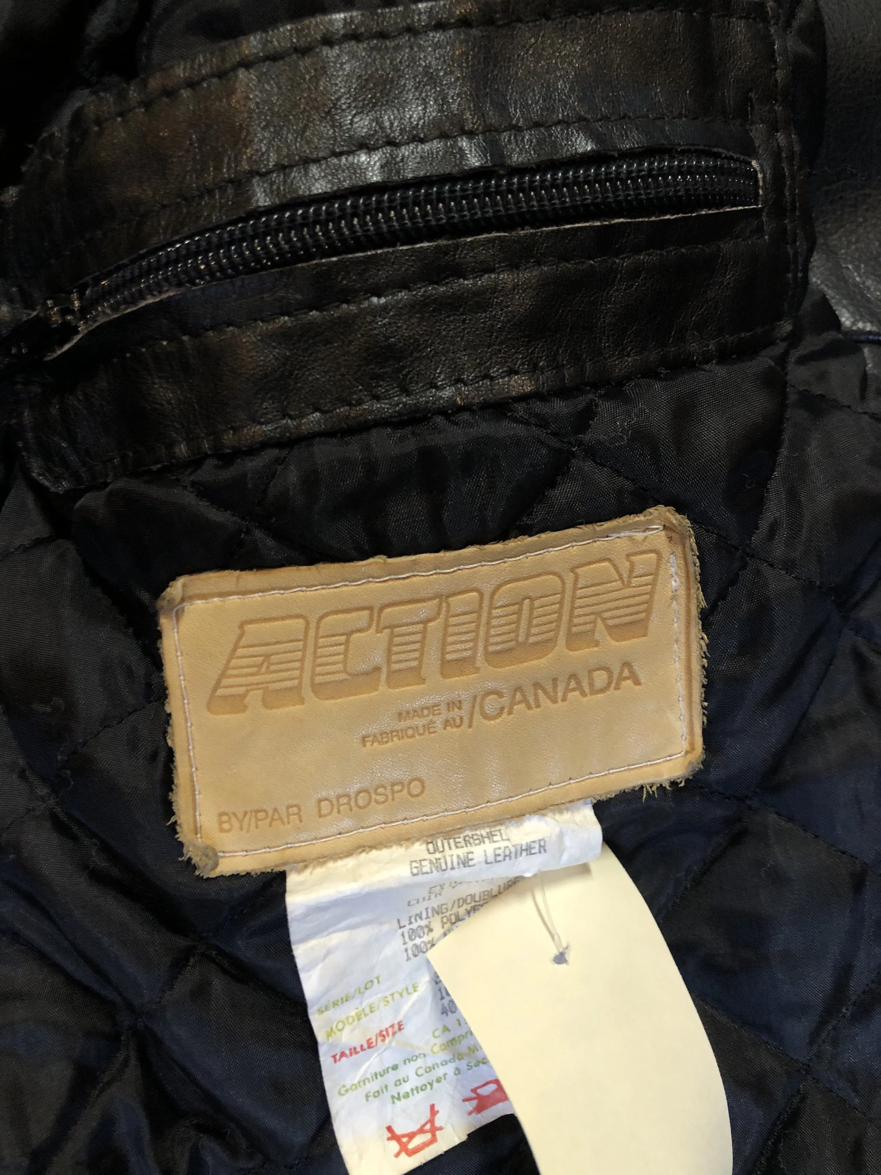 Vintage Action Black Leather Motorcycle Jacket, Made in Canada, SOLD