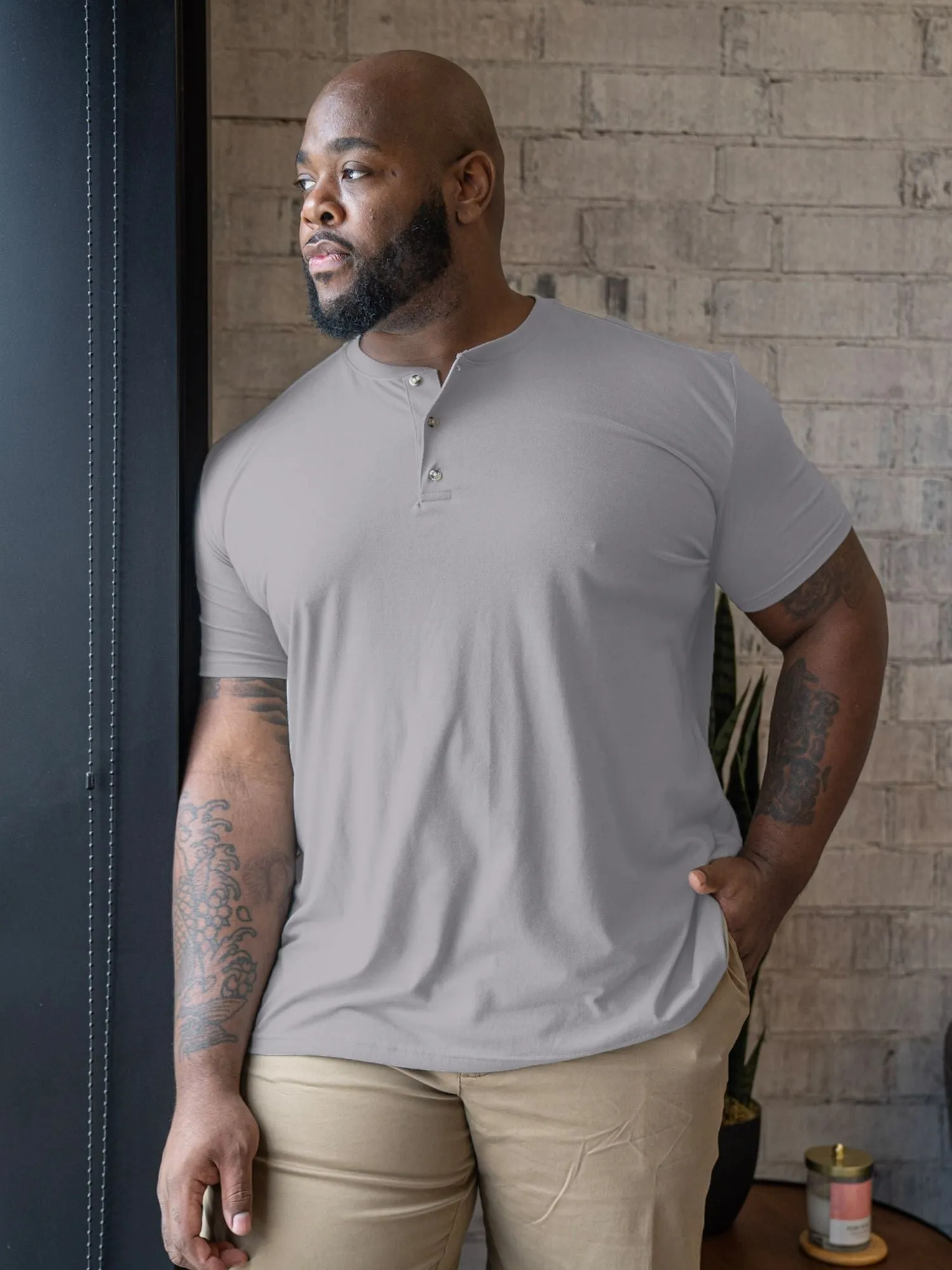 Vintage Grey Short Sleeve Henley