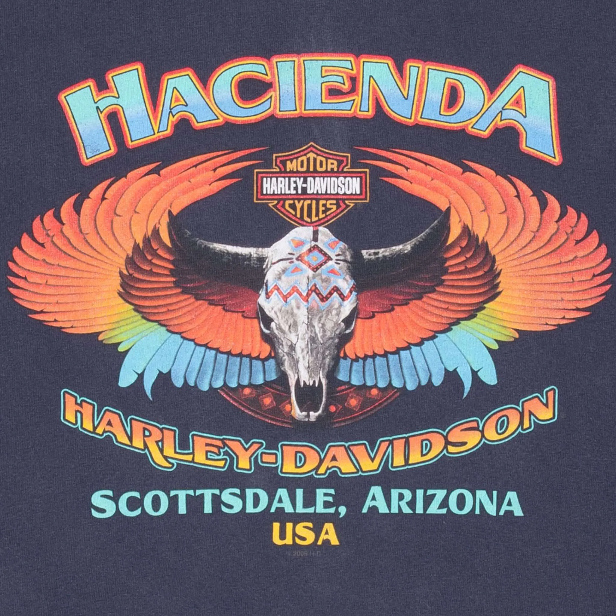 VINTAGE HARLEY DAVIDSON HACIENDA HENLEY TEE SHIRT 2009 2XL