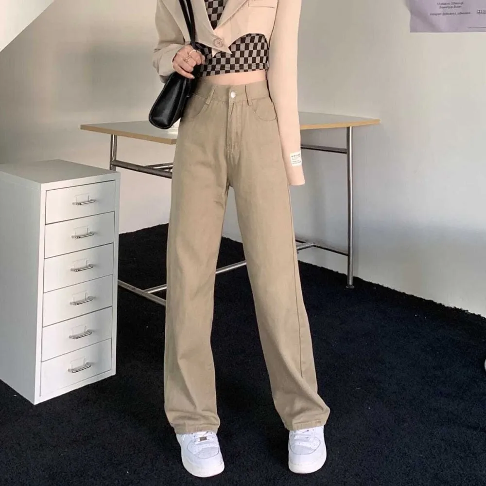 Vintage High Waist Straight Pants