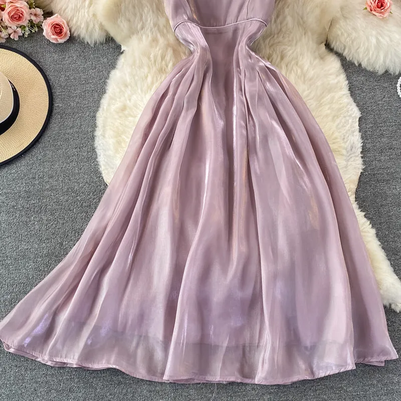 Vintage High-waisted Pleated Halter Dress