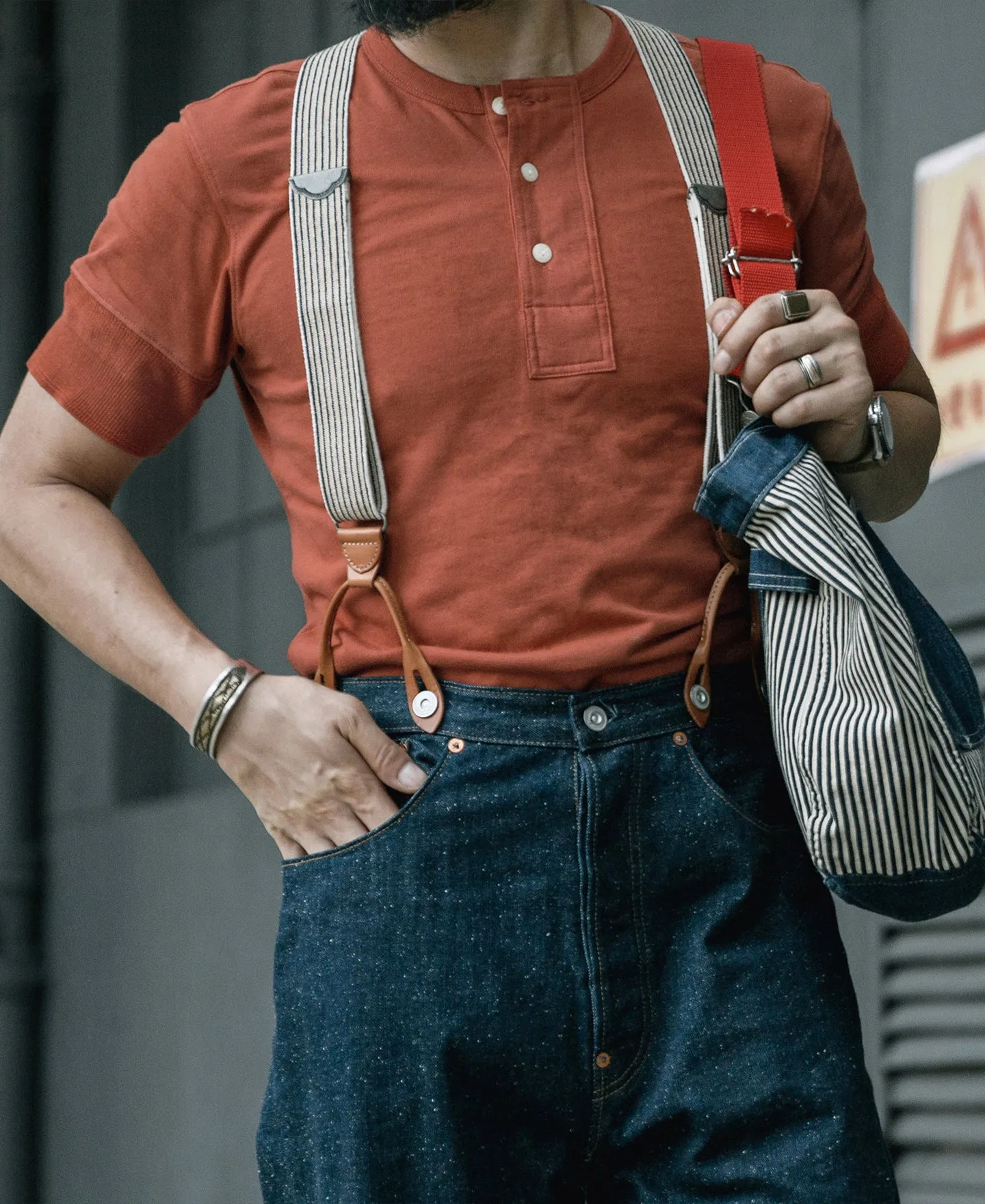 Vintage Short Sleeve Henley T-Shirt - Red