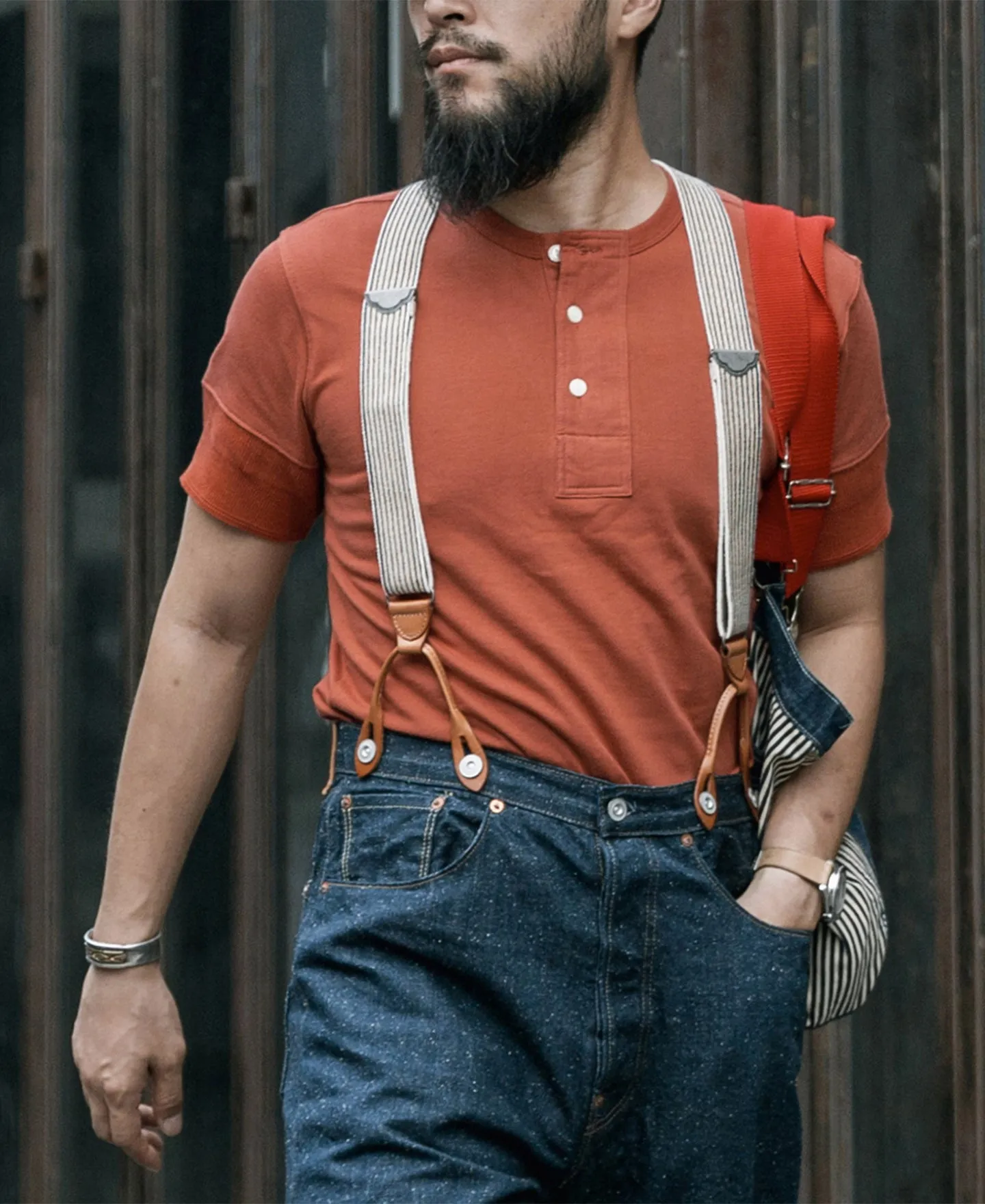 Vintage Short Sleeve Henley T-Shirt - Red