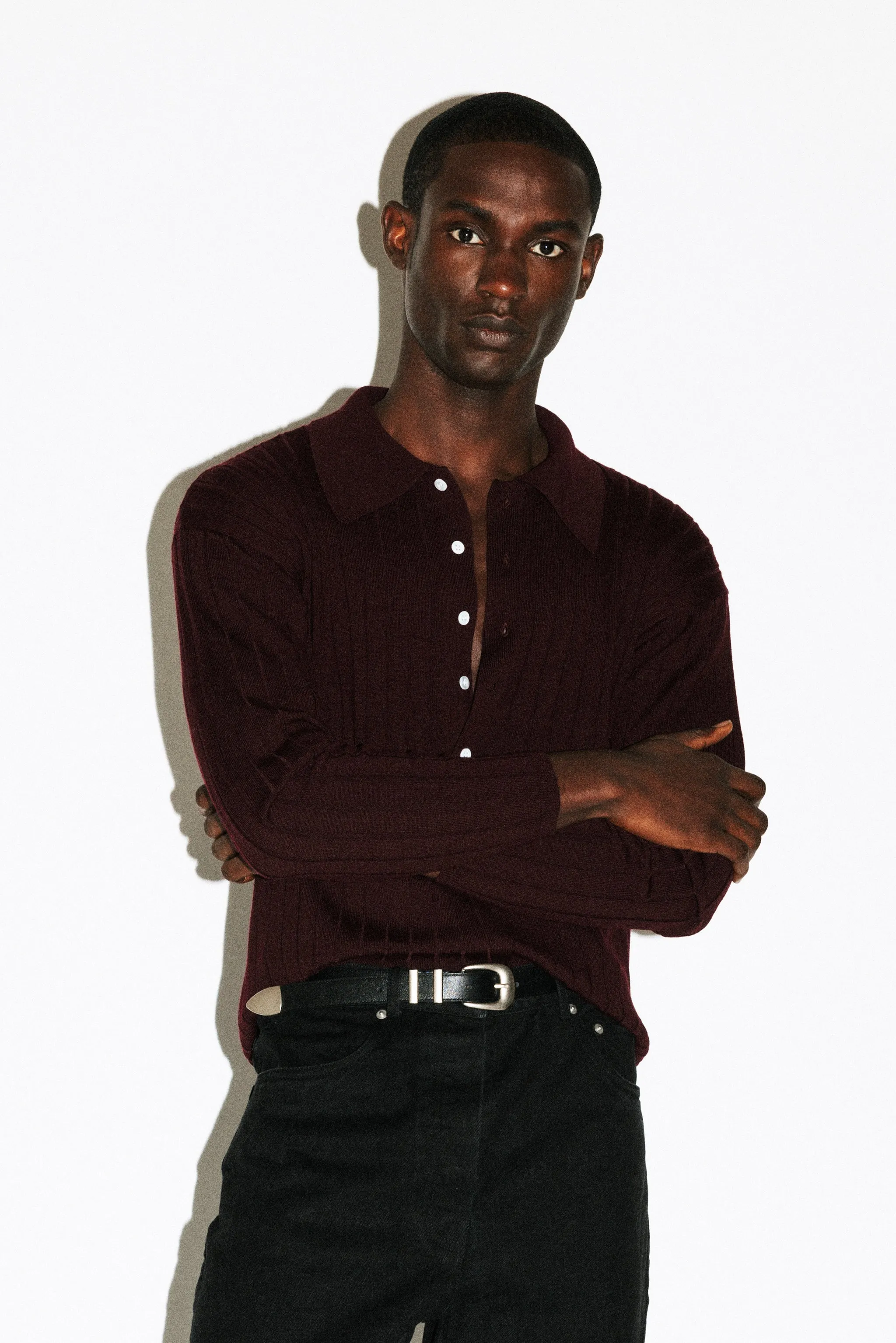 Vista Ribbed Wool Polo  |  Burgundy