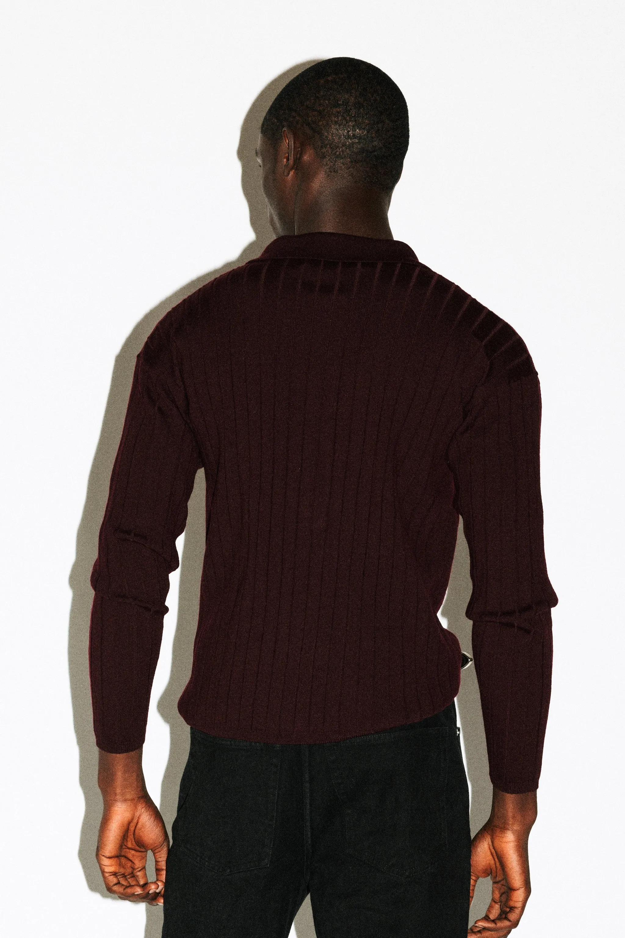 Vista Ribbed Wool Polo  |  Burgundy