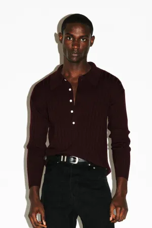 Vista Ribbed Wool Polo  |  Burgundy