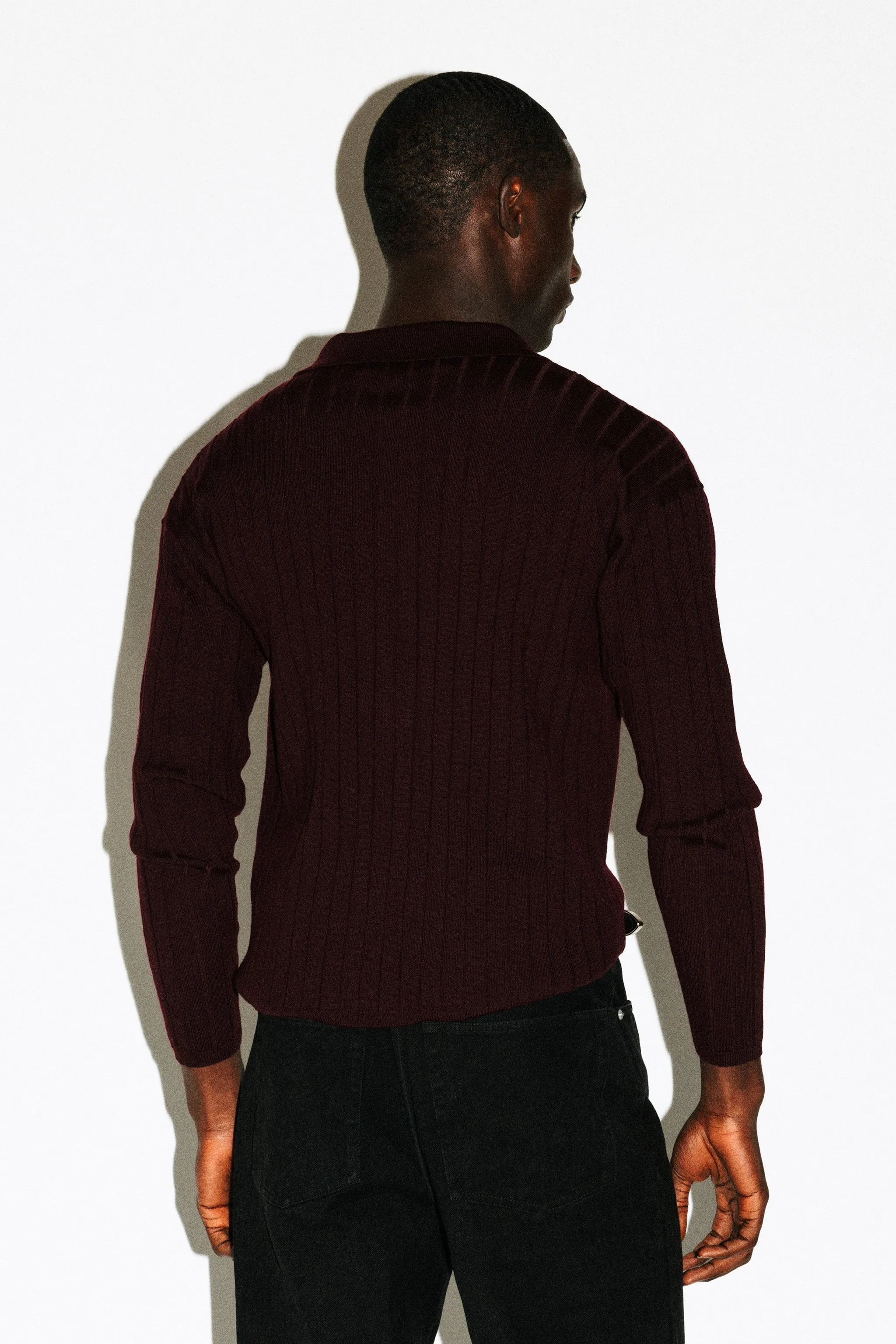 Vista Ribbed Wool Polo  |  Burgundy