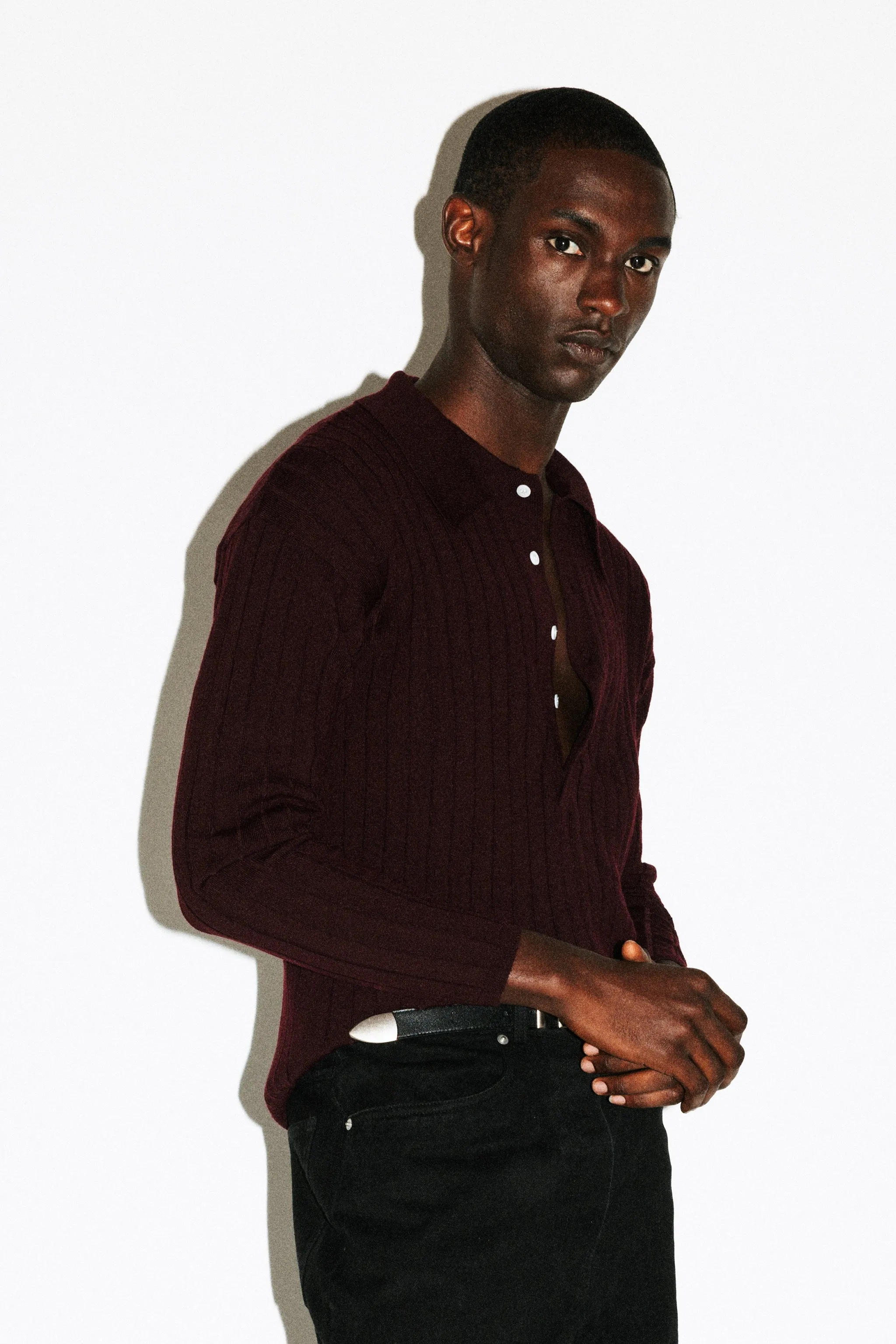 Vista Ribbed Wool Polo  |  Burgundy