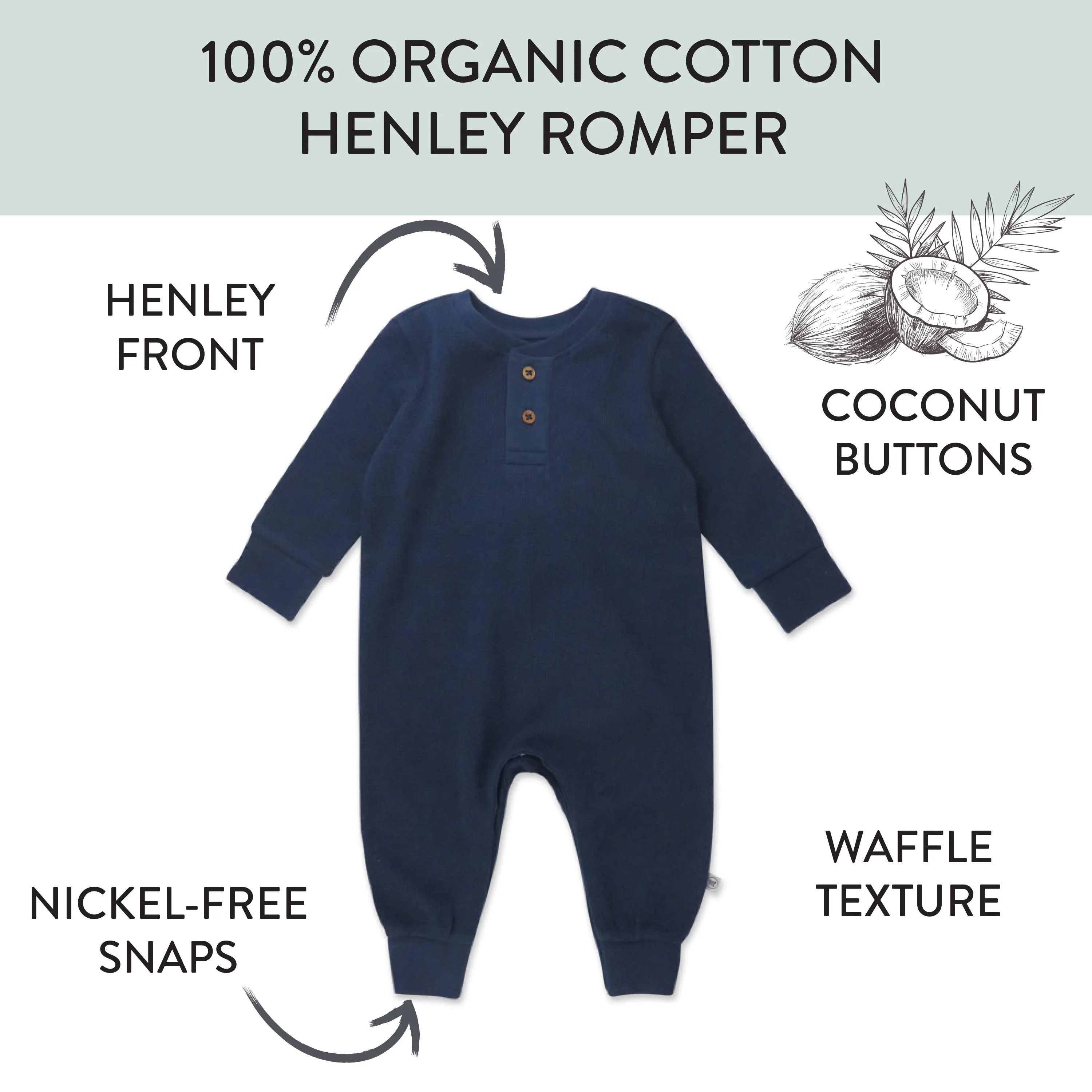 Waffle Henley Coverall Romper