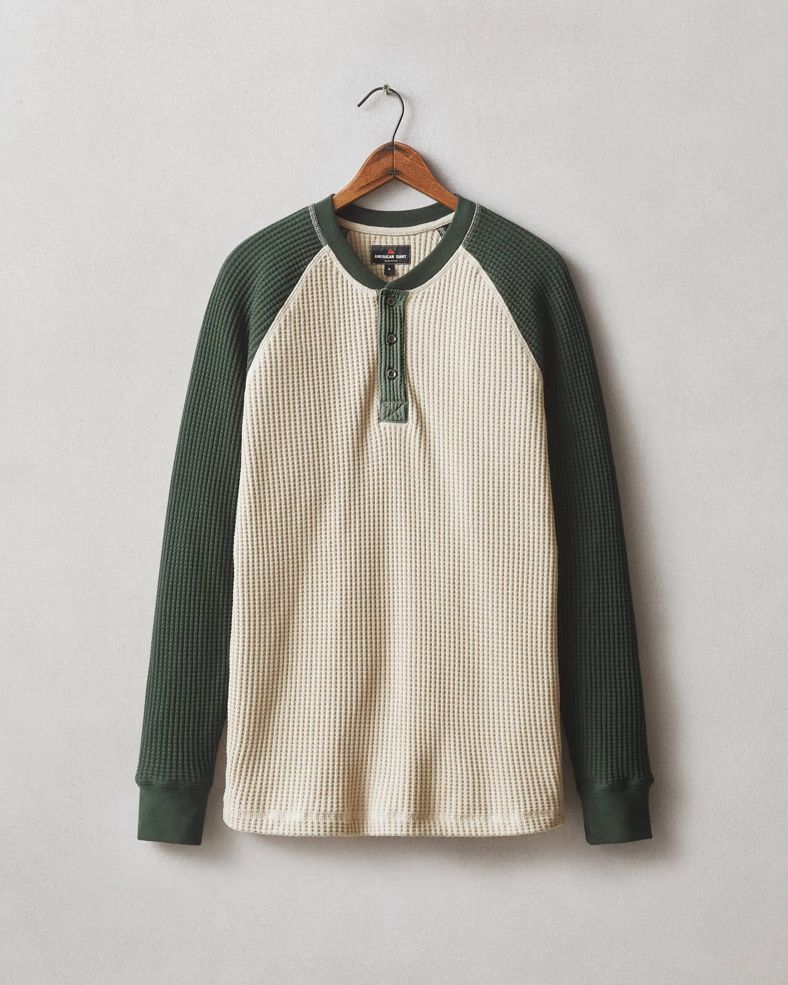 Waffle Long Sleeve Henley - Colorblock - Pale Khakhi