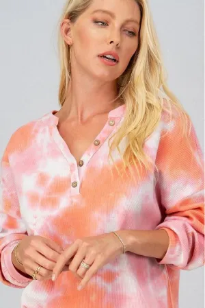 Waffle Tie Dye Henley Top