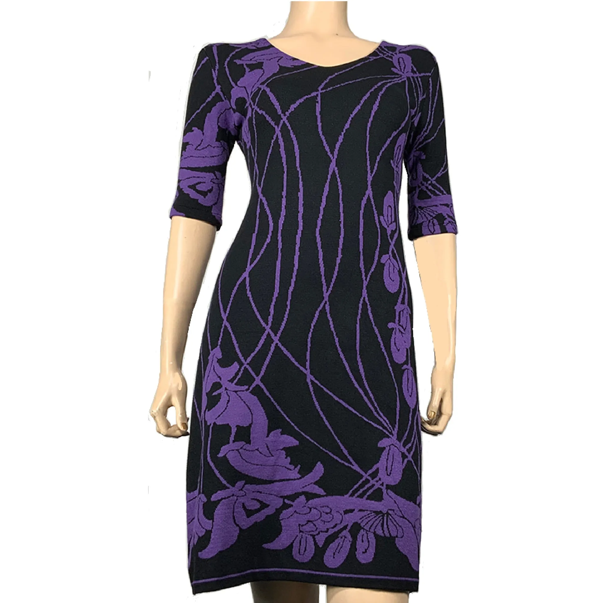 Water Lily Amanda Dress Black and Purple