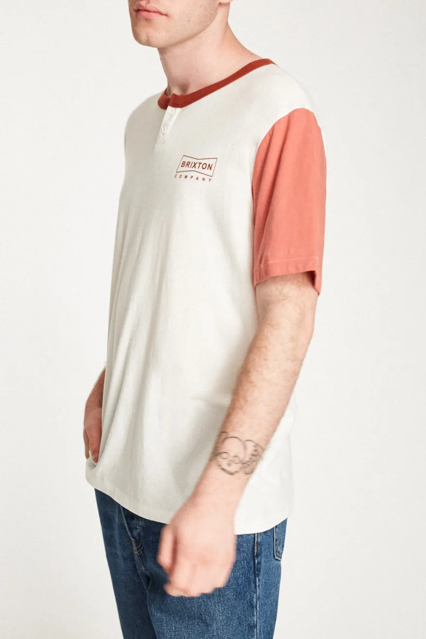 Wedge S/S Henley - Off White/Rust