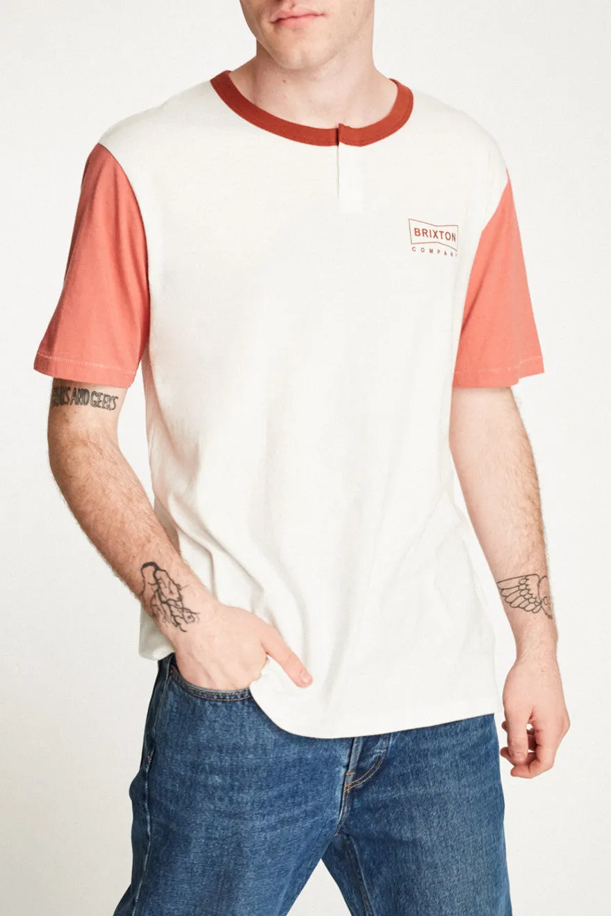 Wedge S/S Henley - Off White/Rust