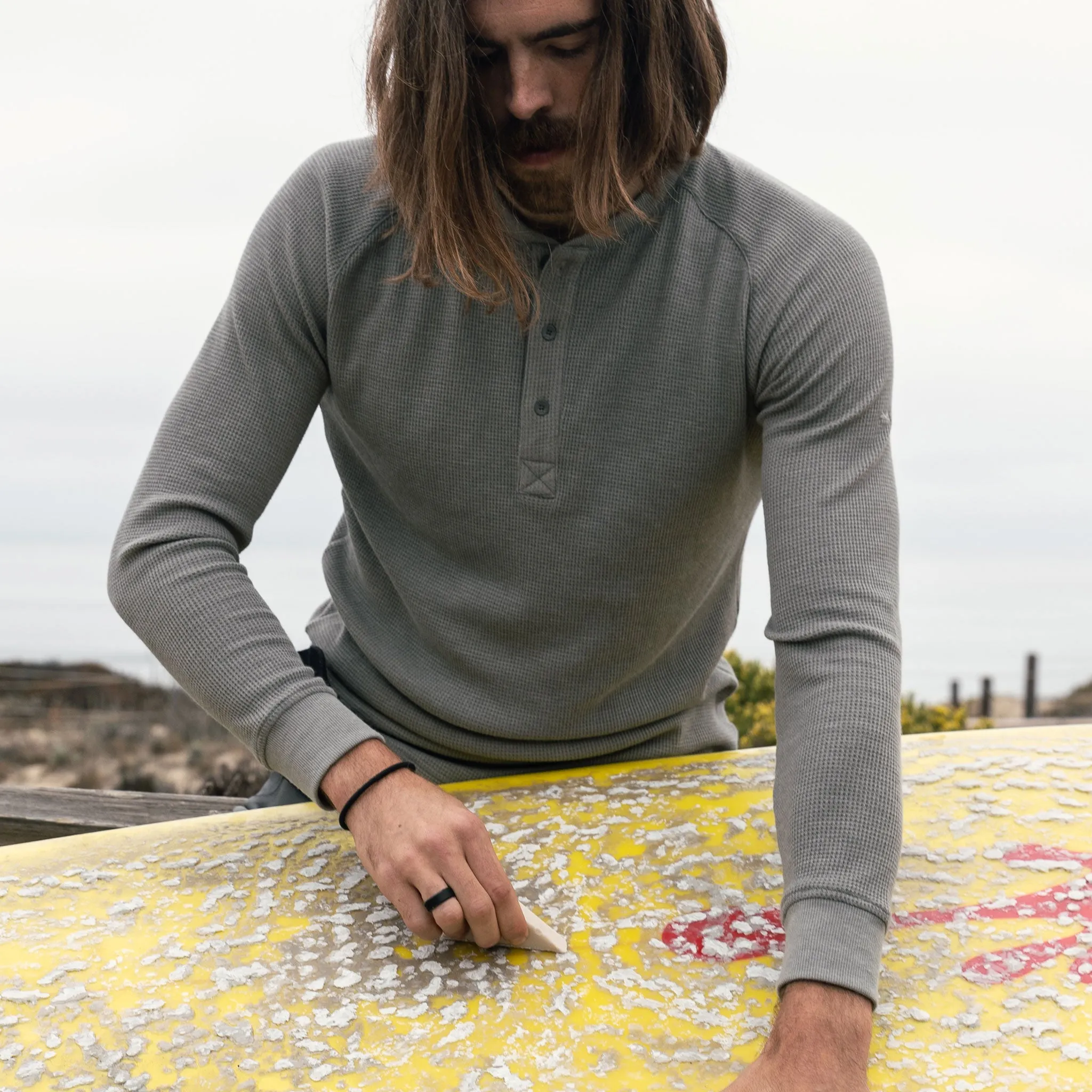 Weekend Thermal Henley in Heather Gray