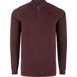 Weston Lakes Waffle Henley LS Shirt - Heathered Windsor Wine