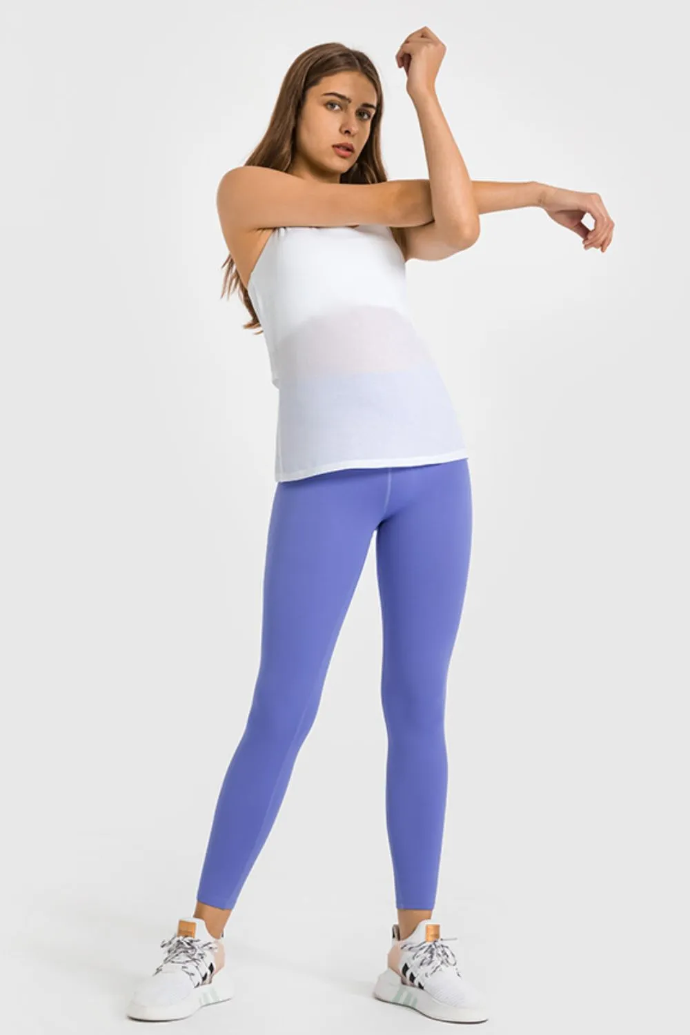 Wide High-Waist Cropped Athletic Yoga Legging Pants