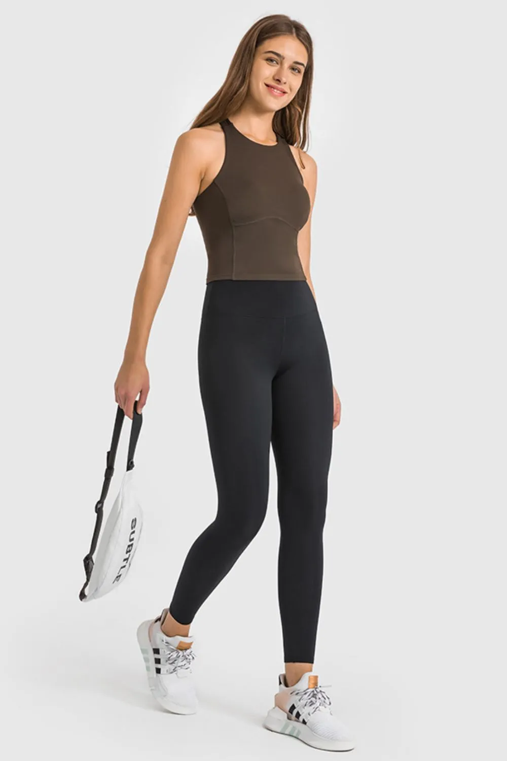 Wide High-Waist Cropped Athletic Yoga Legging Pants