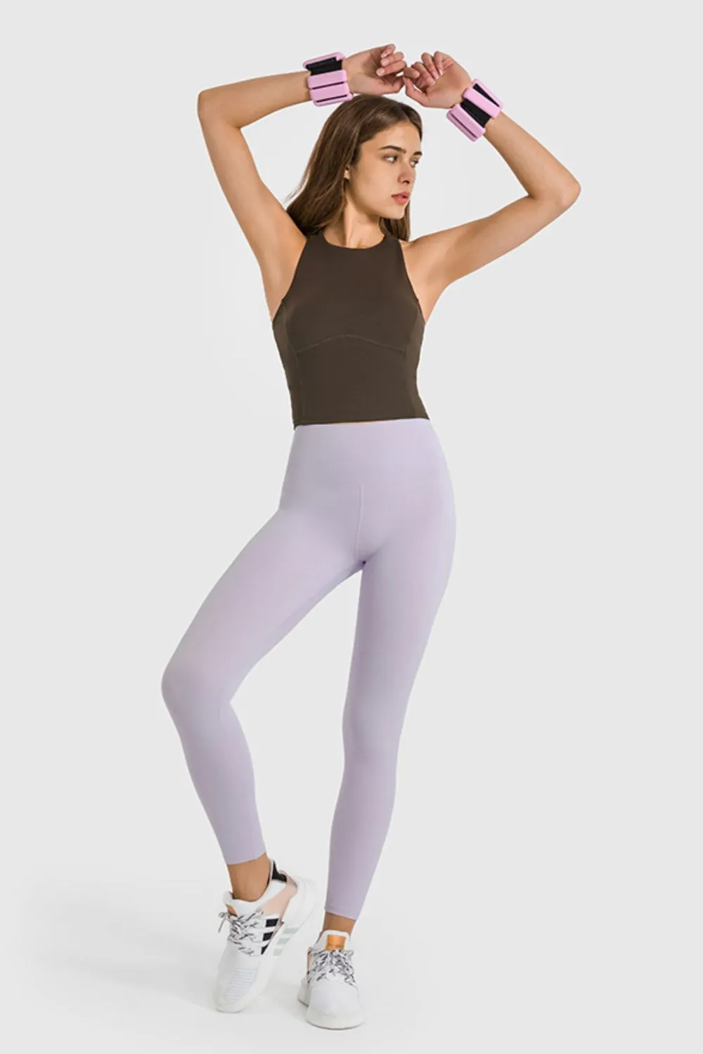 Wide High-Waist Cropped Athletic Yoga Legging Pants