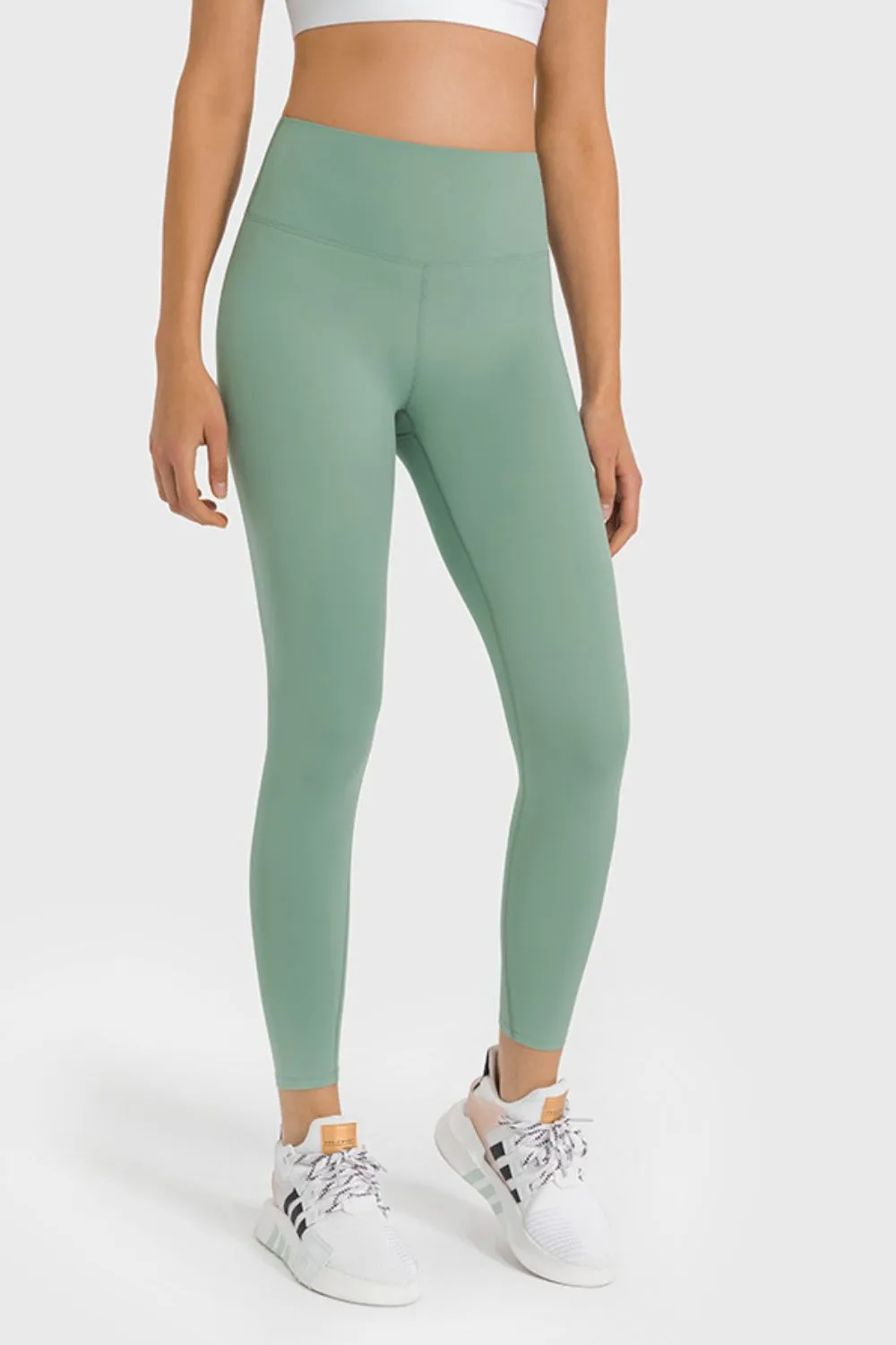 Wide High-Waist Cropped Athletic Yoga Legging Pants