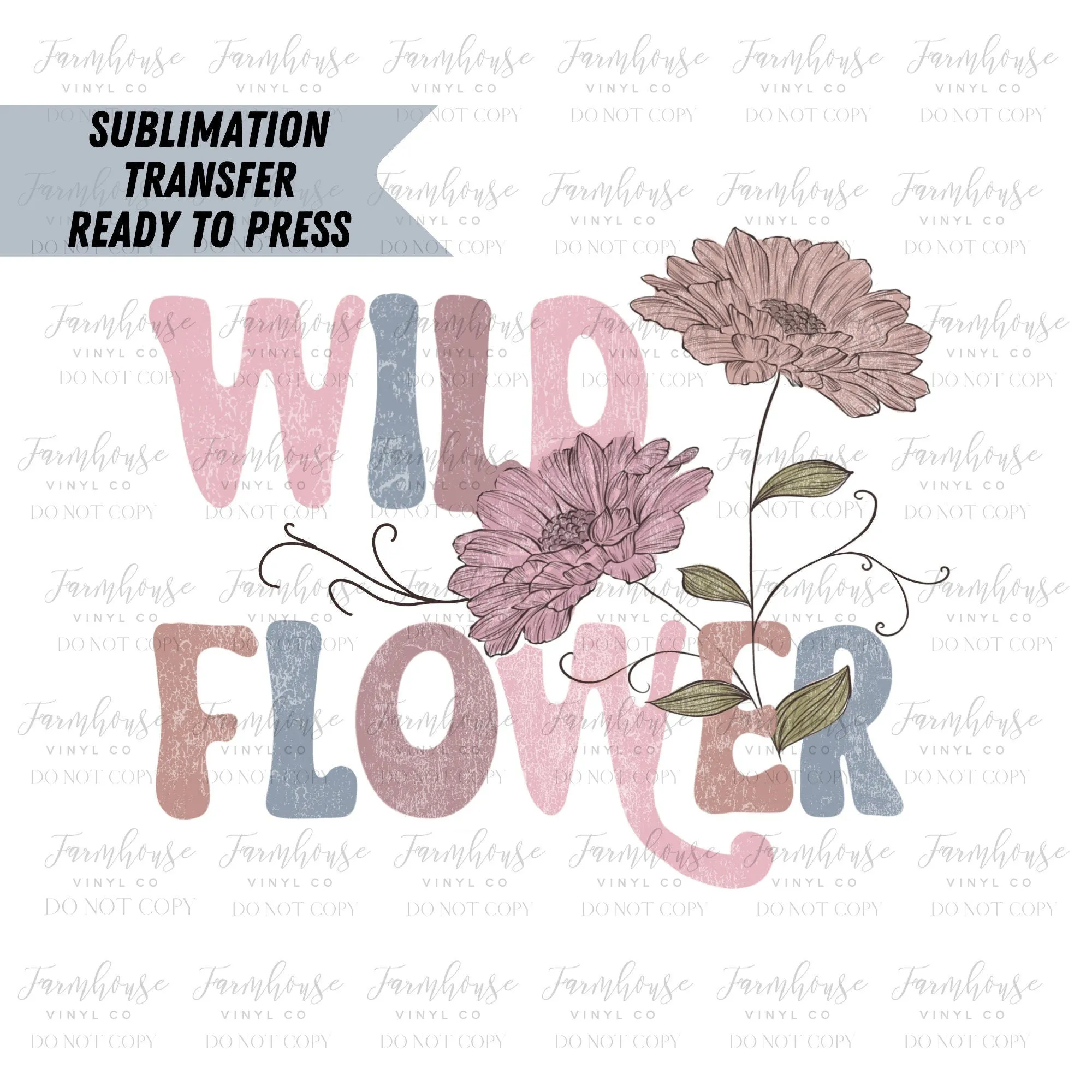 Wild Flower BOHO Vintage Ready to Press Sublimation Transfer