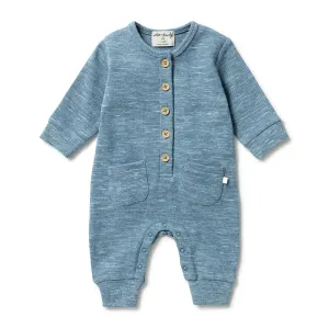 Wilson and Frenchy - Organic Waffle Pocket Growsuit - Bluestone