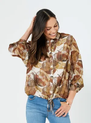 Woman Winter Formal Shirt Long Sleeves Top Himla Top | Autumn leaves